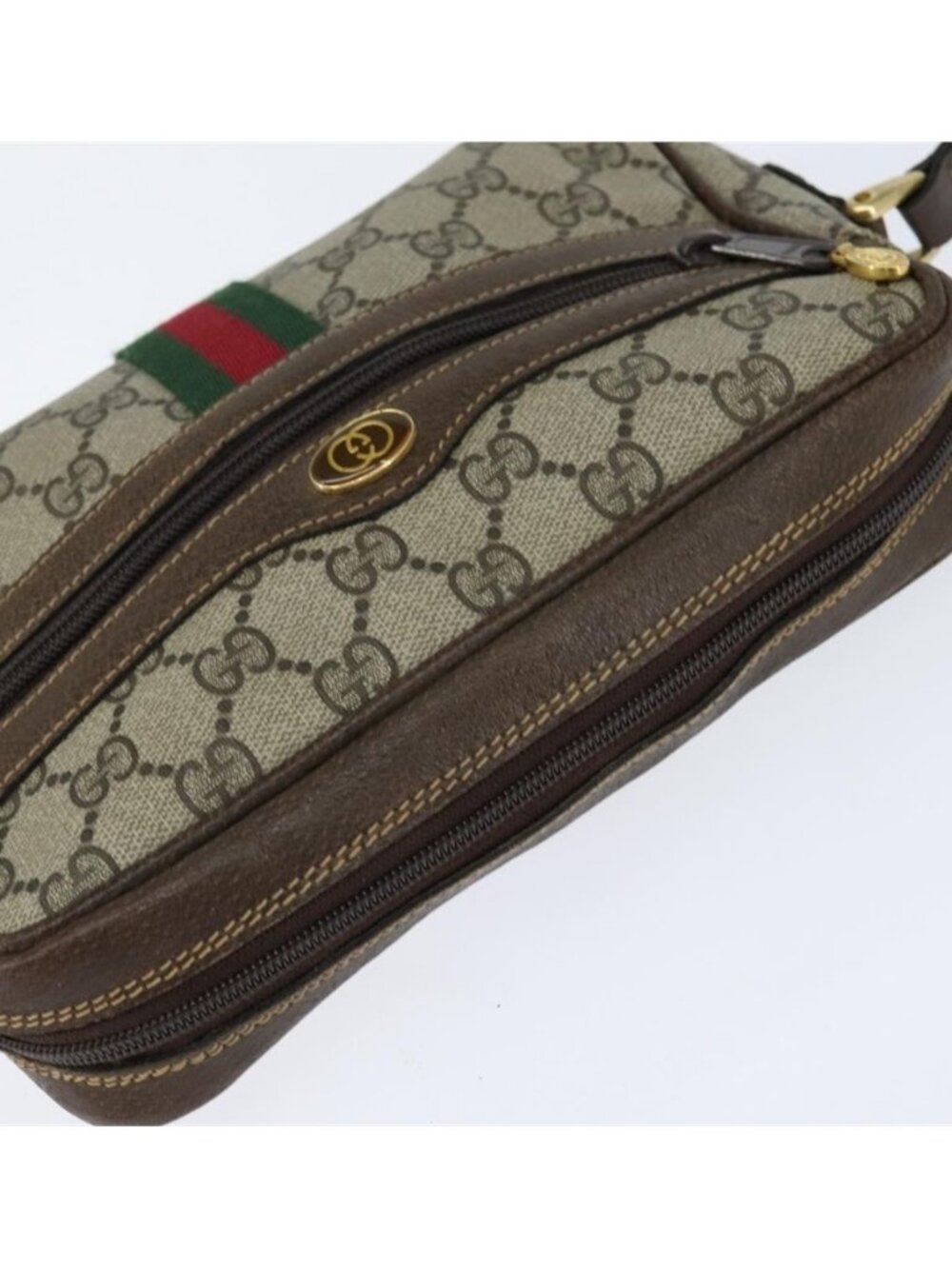 Authentic GUCCI GG Supreme Web Sherry Line Shoulder Bag PVC Beige Gold 010 378 - Picture 14 of 16